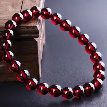 Bohemian Style Natural Garnet Beaded Bracelet - Retro Chinese Style，Suitable for All Seasons，Perfect Match for Daily Wear and Party，Ideal Gift for Valentine's Day Or Mother's Day，Christmas Essentials