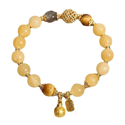 Vintage Style Citrine Bead Bracelet，With Unique Charm and Diet Balls Details，Suitable for Daily Wear，Suitable for All Seasons