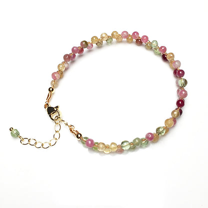 Tourmaline Bracelet Hand-Woven 14K Gilded Accessories Color Retention Bright Color Women's Crystal Bracelet Gift