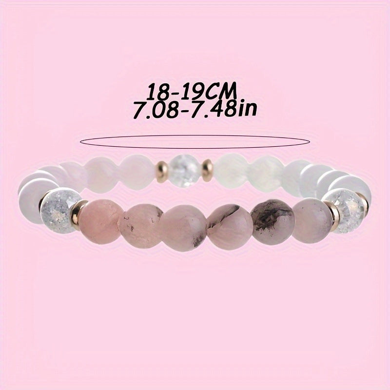 1 Women's Fashion Rose Quartz Powder Opal Crack Rose Quartz Bracelet