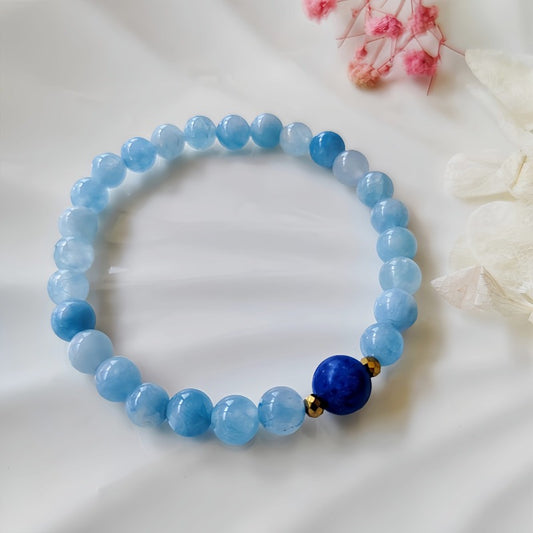 Elegant Natural Aquamarine Bracelet，Perfect Gift for Family and Friends