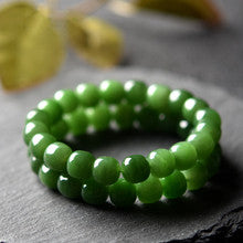 Natural Hair Crystal Green Quartz Rutilated round Beads Single Ring Bracelet DIY Original Handmade Matching14K Gilded Korean Refreshing Stylish