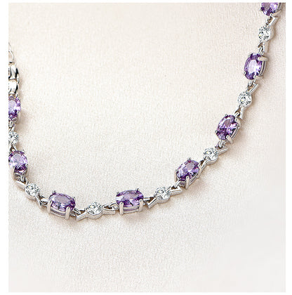 S925Silver Amethyst Couple Purple Diamond Sterling Silver Bracelet Female Korean Style Personalized and Mori Girlfriends Jewelry Wholesale Delivery