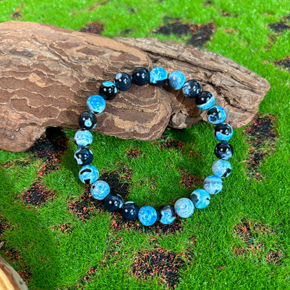 Elegant8mm Blue Fire Agate Bracelet - Natural Stone，Bring Relaxation and Clarity，Perfect Gift for Women