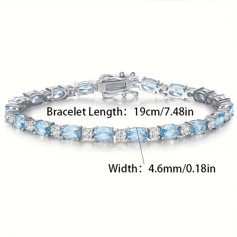 Elegant 925 Sterling Silver Navy Blue Crystal Bracelet - Birthday、Valentine's Day and Other Gifts for Ladies、Mother、Perfect Gift for Daughter - Free Gift Box Included