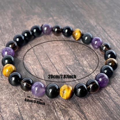 1 Genuine Goods Bohemian Natural Stone Bracelet - Unique Beaded Elastic Design，Perfect Accessory for Both Men and Women，Adjustable Size，Ideal Jewelry Gift for Any Occasion