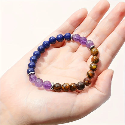 1 Pieces 8mm Amethyst Yellow Tiger Jasper Bracelet Natural Stone Bracelet，Brave Yoga，for Mother，Girlfriend