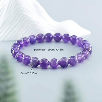 1Elegant Luxury Natural Amethyst Crystal Elastic Bracelet，Unisex Elastic Bracelet，Suitable for Daily and Sports Wear，Four Seasons Campus Accessories，Unique Personality Gift，Valentine's Day Surprise