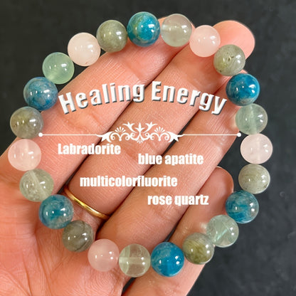 Elegant Bohemian Style Multi-Gem Energy Women's Bracelet - Labradorite、Blue Apatite, Etc.，Ideal Everyday Accessories and Intimate Gifts