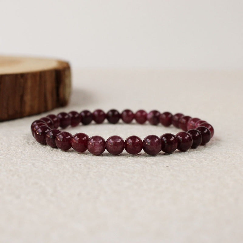 Handmade6mm Garnet Bracelet - January Birthday Stone，Ideal Health Gift for Relatives