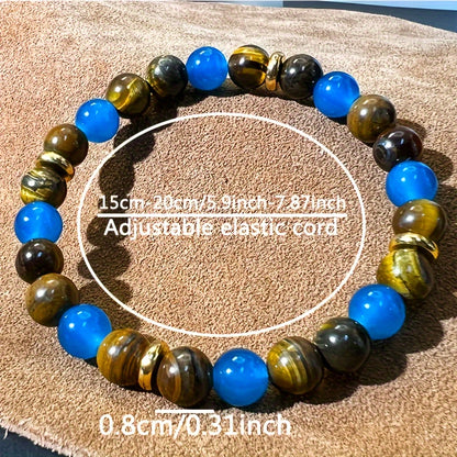 Fortune Tiger-Eye Bracelet - Natural Beads Wealth Symbol，Bring Abundance and Prosperity，Peace and Lucky Crystal Bracelet Jewelry Gift - Inject Prosperity Energy，Bring Peace and Good Luck - Shiny Imitation Crystal Jewelry - Perfect Gift for Relatives