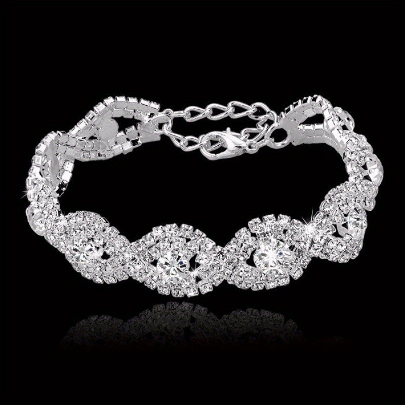 Crystal Diamond Bracelet for Women Shiny Chain Bangle Tennis Bracelet Christmas New Year Gift