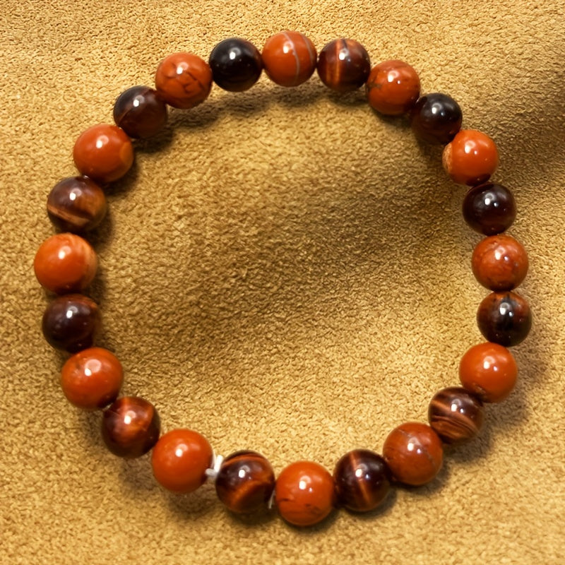 Elegant Ladies8mm Tigerite Bracelet - Retro Style，Natural Stone，Suitable for Casual Wear Or Gifts