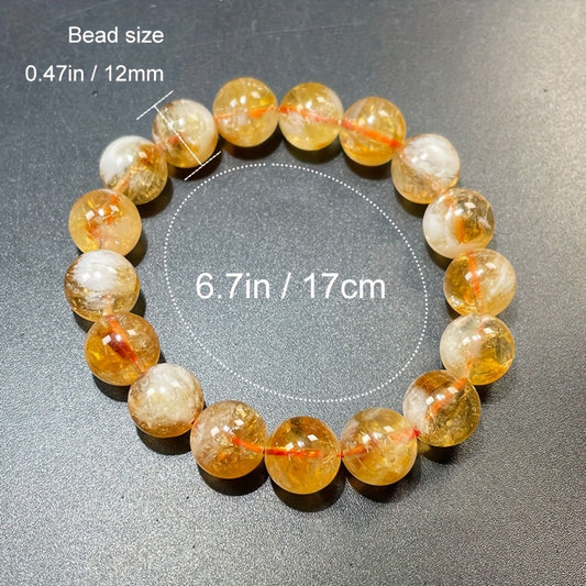 1pc Natural Crystal Bracelet Yellow Crystal Hanging Ornament Bracelet Men and Women Couple Style Gift Casual Wedding Party Accessories