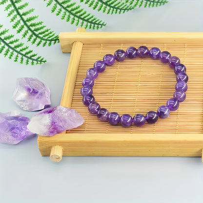 1Elegant Luxury Natural Amethyst Crystal Elastic Bracelet，Unisex Elastic Bracelet，Suitable for Daily and Sports Wear，Four Seasons Campus Accessories，Unique Personality Gift，Valentine's Day Surprise