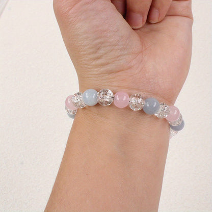 Elegant Aquamarine Crystal Bracelet for Women - Natural Stone，Bohemian Style Fashion Jewelry Gift，Suitable for Best Friends and Granddaughters，Suitable for Daily Wear and Holiday Celebration