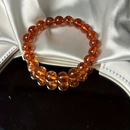 Golden Sun Bracelet，Natural Crystal Bracelet，Golden Strawberry Crystal，Flash，Orange Red Golden Sand，Golden Sunstone，Transport Bracelet