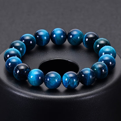 1Strip Natural AAAAA Tiger-Eye Blue Men's Crystal Beads Bracelet - Stylish round8mm Tiger Eye Men's Jewelry Handmade Bead Accessories，Suitable for Romantic Partners、Perfect Couples Gifts for Friends and Family