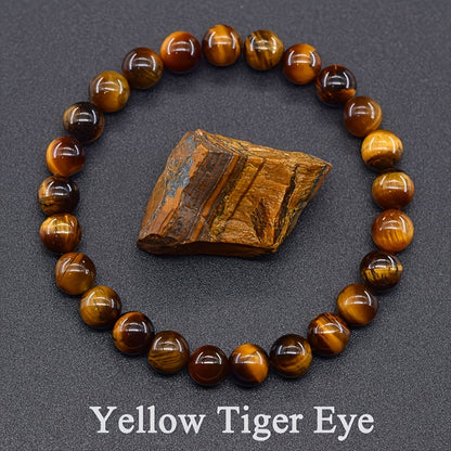 1/8One Men's Classic Casual Tiger Eye Gem Bracelet - Natural Stone，Durable and Stylish - Suitable for Everyday Wear - Suitable for Men and Women - Suitable for Valentine's Day，Birthday Or Any Special Occasion Gift。