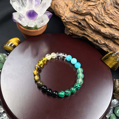 Green Topaz and Citrine Tigereye Handmade Beaded Bracelet - Elegant Handmade Ornament