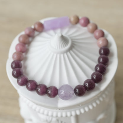 Handmade Vintage Bracelet，Equipped8mm Purple Fluorite and Carnelian Beads - Gift