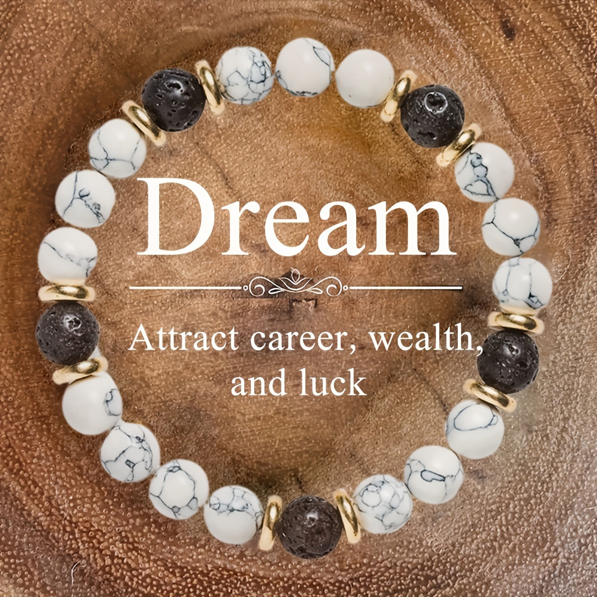 Adjustable Natural Stone Bracelet - Elegant White-Barked Pine with Volcanic Beads，Anti-Allergy Fashion Accessories，Suitable for Casual Wear and Party