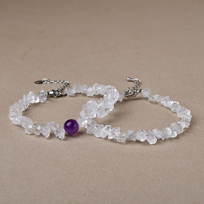 Natural Shining Diamond Bracelet，Amethyst Rock Bracelet，Fashion Women's Bracelet，Crystal gift，Christmas Gift。Ultraviolet Lamp Exposure Shows Blue Light