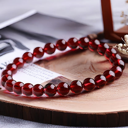 Bohemian Style Natural Garnet Beaded Bracelet - Retro Chinese Style，Suitable for All Seasons，Perfect Match for Daily Wear and Party，Ideal Gift for Valentine's Day Or Mother's Day，Christmas Essentials