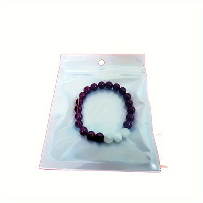 White Stone and Cinnabar Bracelet Combination，Symbolizing Purity and Luck，Gift for Girlfriend Or Friend，Ring Length6.93Inch，Bead Diameter0.8mm，Elastic Rope