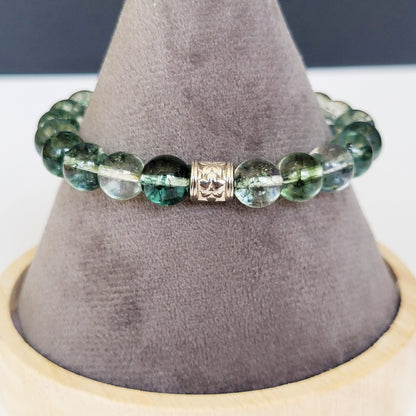 Green Phantom Quartz Stone Bracelet，Imitation Jade Beads，Crystal String Beads Jewelry Making Tools，University Theme，8mm Artificial Crystal，No Coating - Student gift