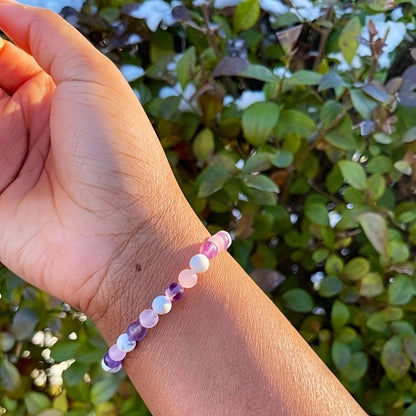 Anxiety and Stress Bracelet，Anxiety Chakras Protection Bracelet，Gems Bring Inner Peace，Crystal Bracelet，White Dolomite，Rose Quartz，Amethyst，It Is a Perfect Gift for Men and Women