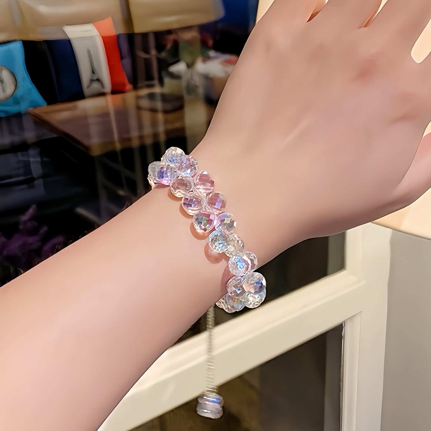 Mysterious Double-Layer Transparent Crystal Beads Bracelet，Double Transparent Color Crystal Beads Bracelet，Bohemian Bracelet，Women's Gift