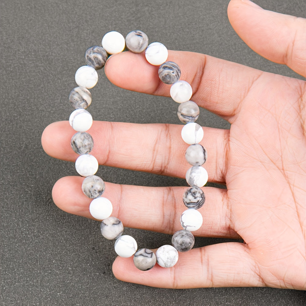 Confidence Bracelet：Adopt8Bracelet Made of MM Map Stone and White-Barked Pine，Perfect Fit11Moon's Birth Stone and Year-round Wear - Suitable for Teachers、Graduates and Friends