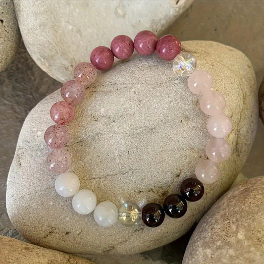 Natural Stone Love Attraction Bracelet，Healing Crystal Jewelry，Lucky Charm，Gifts Suitable for Men and Women，Handmade Elastic Bracelet，Suitable14Years Old and above