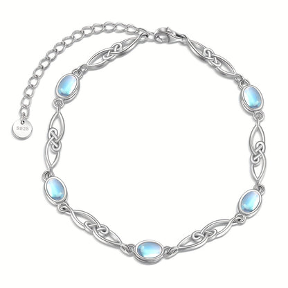 Elegant925Sterling Silver Unlimited Moonstone Bracelet - Christmas、Valentine's Day、Thanksgiving Day、New Year、Perfect Gift for Women on Mother's Day