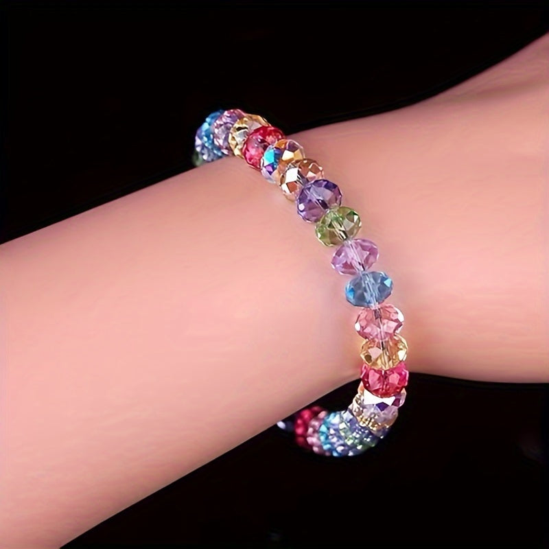 Colorful Natural Crystal Elastic String Bracelet，Simple Fashion Sweet Style Women's Daily Wear and Holiday Gifts