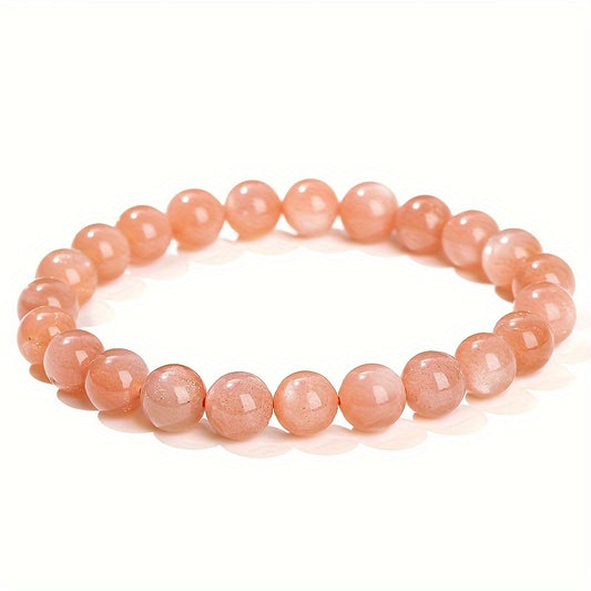 1Pieces 8mm Natural Sunstone Bracelet Orange Moonstone Bracelet  Elegant Cute Women