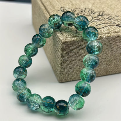 Brazilian Crystal Green Phantom Quartz Pattern Bracelet，Elegant Fashion，Synthetic Crystal Material，No Inlay，No Pendant，Suitable for Daily Wear Or Gifts，Unisex