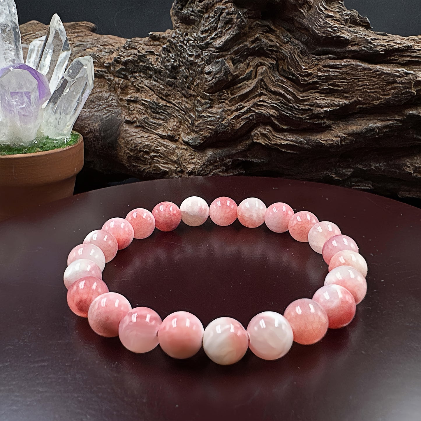 1Elegant and Lovely Zipper Bead Bracelet，Rose Stone，Perfect Gift for Girlfriend，Suitable for Daily Wear and Parties，Valentine's Day All-Season Accessories