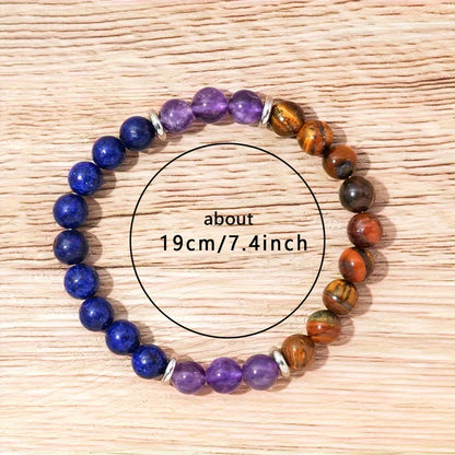 1 Pieces 8mm Amethyst Yellow Tiger Jasper Bracelet Natural Stone Bracelet，Brave Yoga，for Mother，Girlfriend