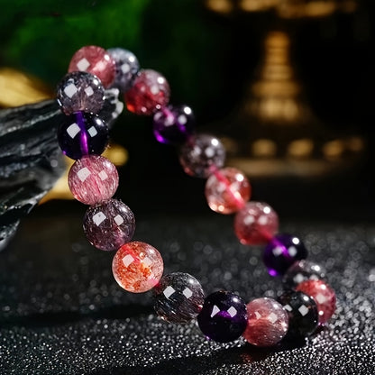 Super Beautiful Crystal Super Seven Bracelet，Purple、Red、Yellow，Super Golden Strawberry Flowers，Super Beautiful Crystal Bracelet，It Is the First Choice for Gifts。