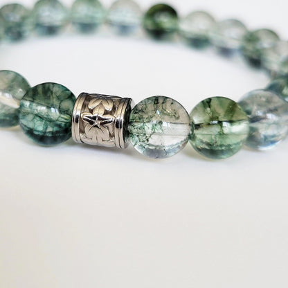 Green Phantom Quartz Stone Bracelet，Imitation Jade Beads，Crystal String Beads Jewelry Making Tools，University Theme，8mm Artificial Crystal，No Coating - Student gift