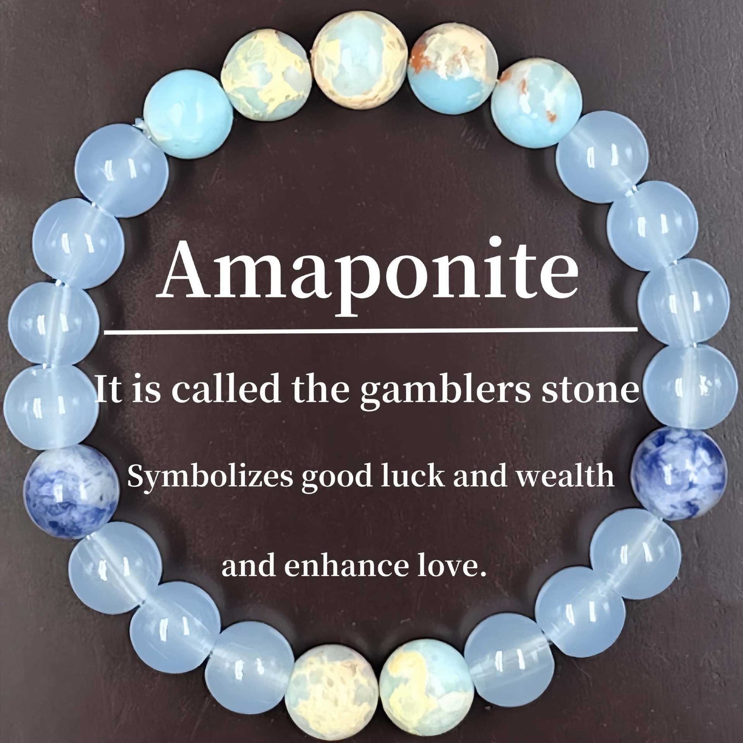 Hot-Selling Handmade Water Blue Bracelet，Aquamarine and Amazon Stone，Birthday Gift for Women，Elastic String Design。