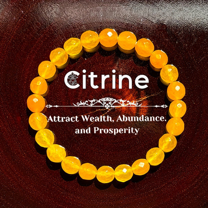 1pc/Attracting Wealth“Sunstone”8mm Lemon Handmade Natural Stone Beaded Bracelet for Men and Women Promoting Affluence and Success Jewelry Christmas Gift