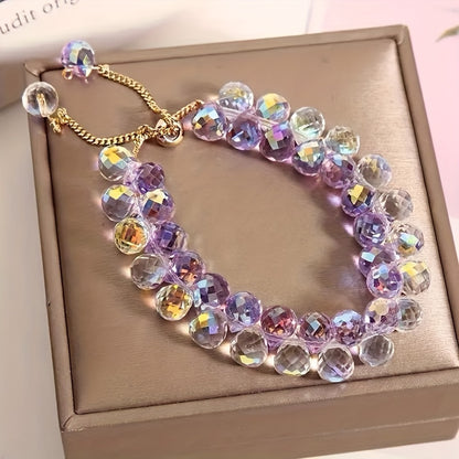 1 Exquisite Double-Layer Crystal-like Bead Necklace Bracelet - Fashion All-Matching，Easy to Wear，Suitable for Any Occasion - Exquisite Fashion，Perfect Match with Your Clothing