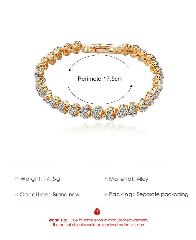 New Elegant Roman Crystal Simplicity Bracelet Full Zircon Hot Selling Bracelet Ladies' Birthday Present