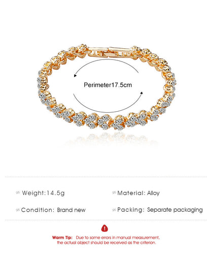 New Elegant Roman Crystal Simplicity Bracelet Full Zircon Hot Selling Bracelet Ladies' Birthday Present