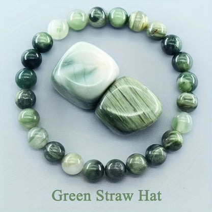 Fashion Green Jasper Beads Elastic8mm Bracelet - Natural Stone，Versatile Fashion Accessories，Suitable for Casual Clothing，Perfect Gift for Lovers，Ideal Choice for Valentine's Day，Autumn Dress Special Occasion