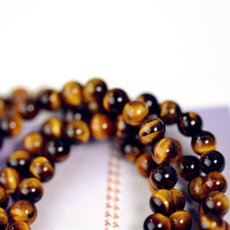 This Style108Beads Bracelet Suitable for Men and Women，Designed with Buddha Head and Four-Layer Extension，Fashionable Neutral Bracelet Made of Multifunctional Yellow Tiger's Eye。