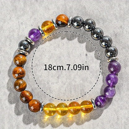 Money Bracelet - Attracting Wealth and Prosperity and Bringing Happiness Bracelet，8 mm Citrine Amethyst Bracelet Bring Him Good Luck Jewelry Gift